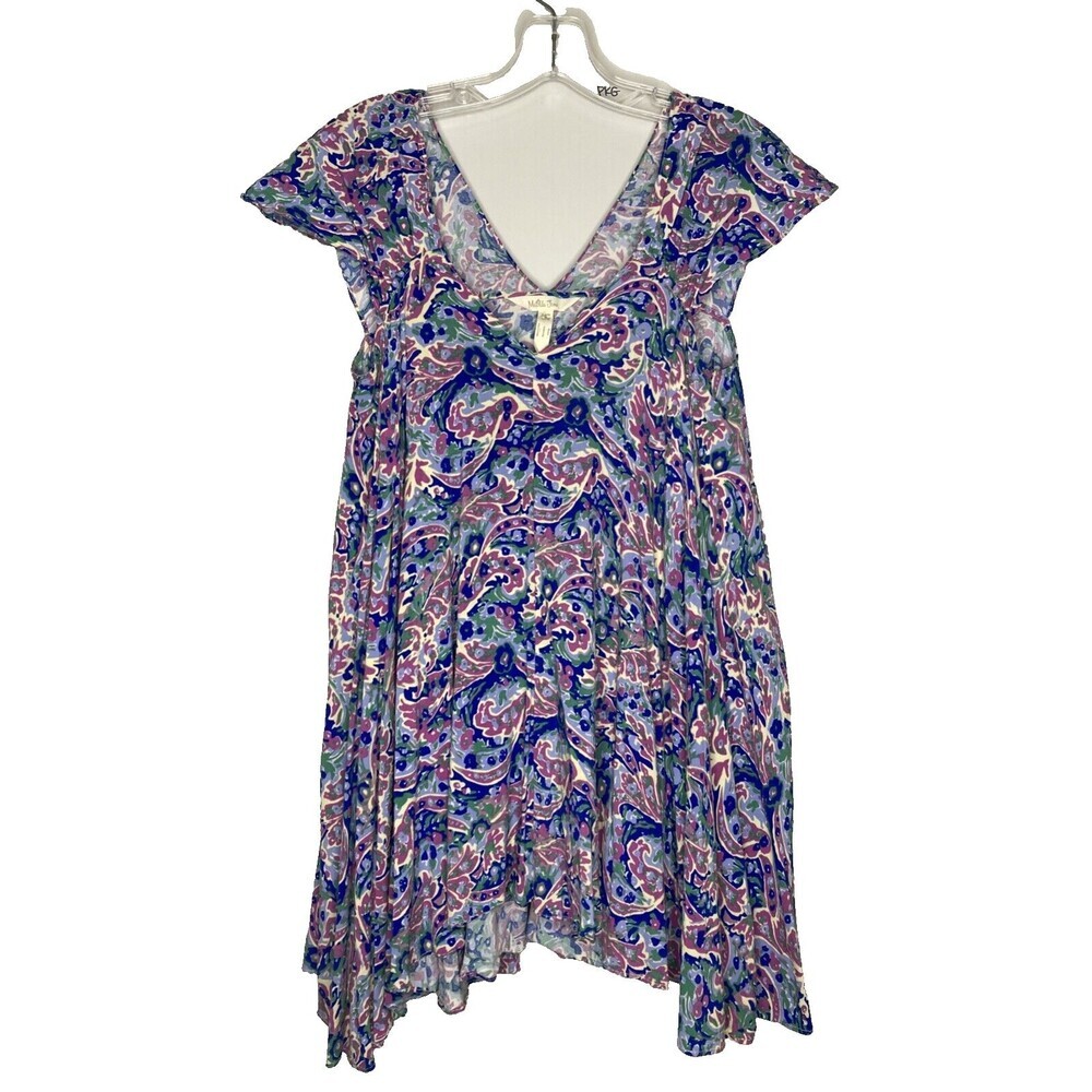 Matilda Jane Top Women Small In The Maze Floral Swing Top Asymmetrical Hem Cap